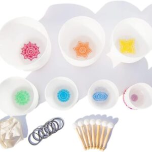 Frosted Quartz Crystal Singing Bowl Set, 6-12" Kit