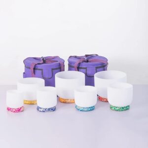 7-Piece Frosted Crystal Singing Bowl Set, 432Hz