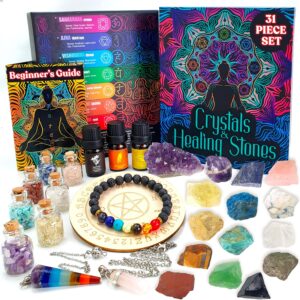 31-Piece Crystal Healing Set with Guide & Oils