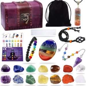 22-Piece Chakra Crystal Set in Wooden Box