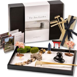 Island Falls Home Zen Garden Kit 11x8in – Desk Meditation Set