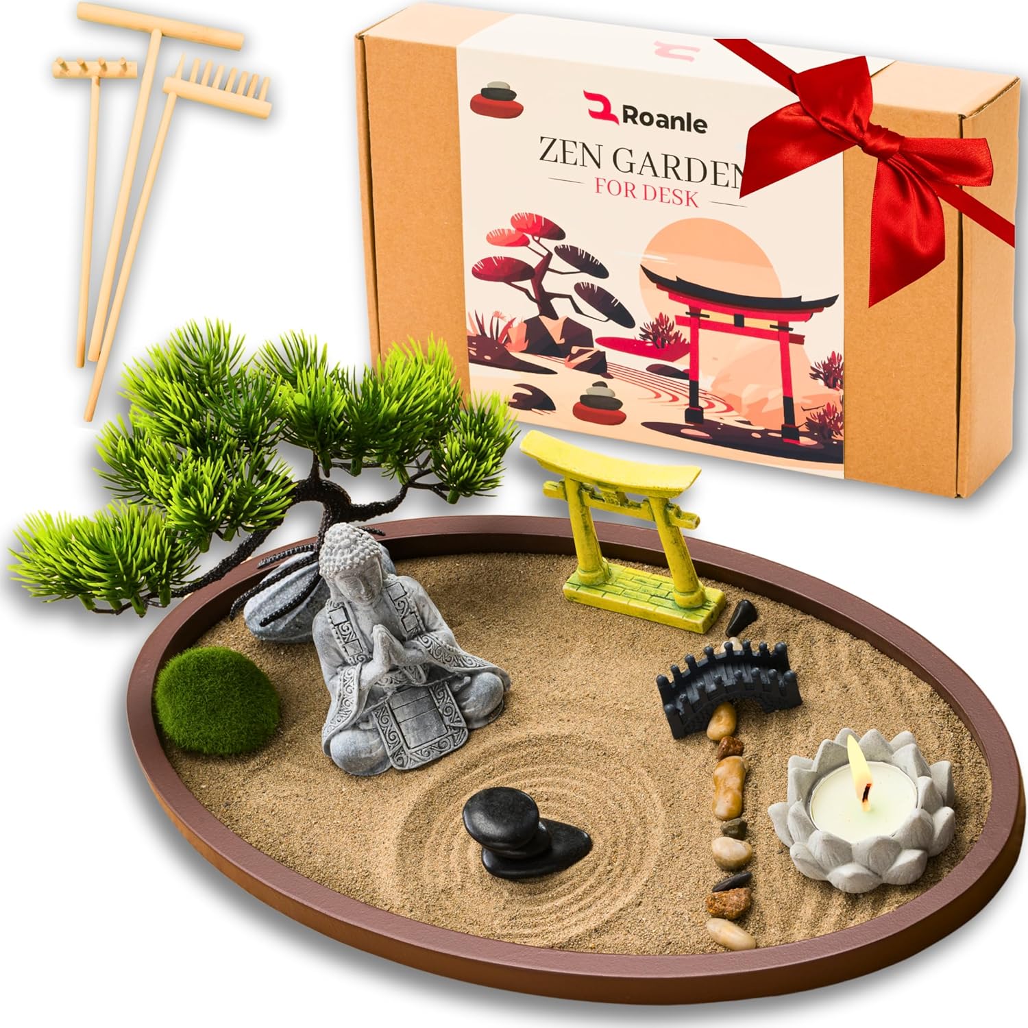 Zen Garden Desk Set 13x8in – Meditation Gift Kit