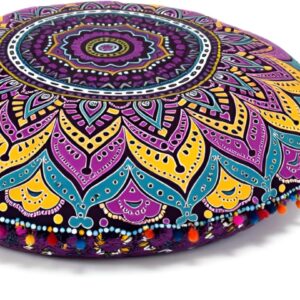 Bohemian Mandala Floor Pillow Cover, 32in Pink - Indian Craft Castle