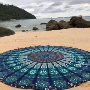 raajsee Cotton Mandala Beach Blanket – Boho Round Throw 50"
