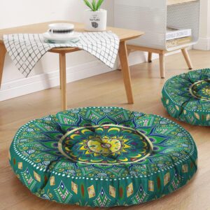Boho Mandala Meditation Cushion, 22" Floor Pillow