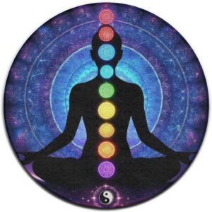 UTRISFB Soft Round Yoga Mat - Blue Mandala Meditation Rug