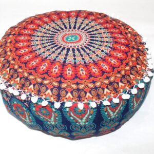 Mandala Round Floor Pillow Cover 16" - Boho Decor Cushion