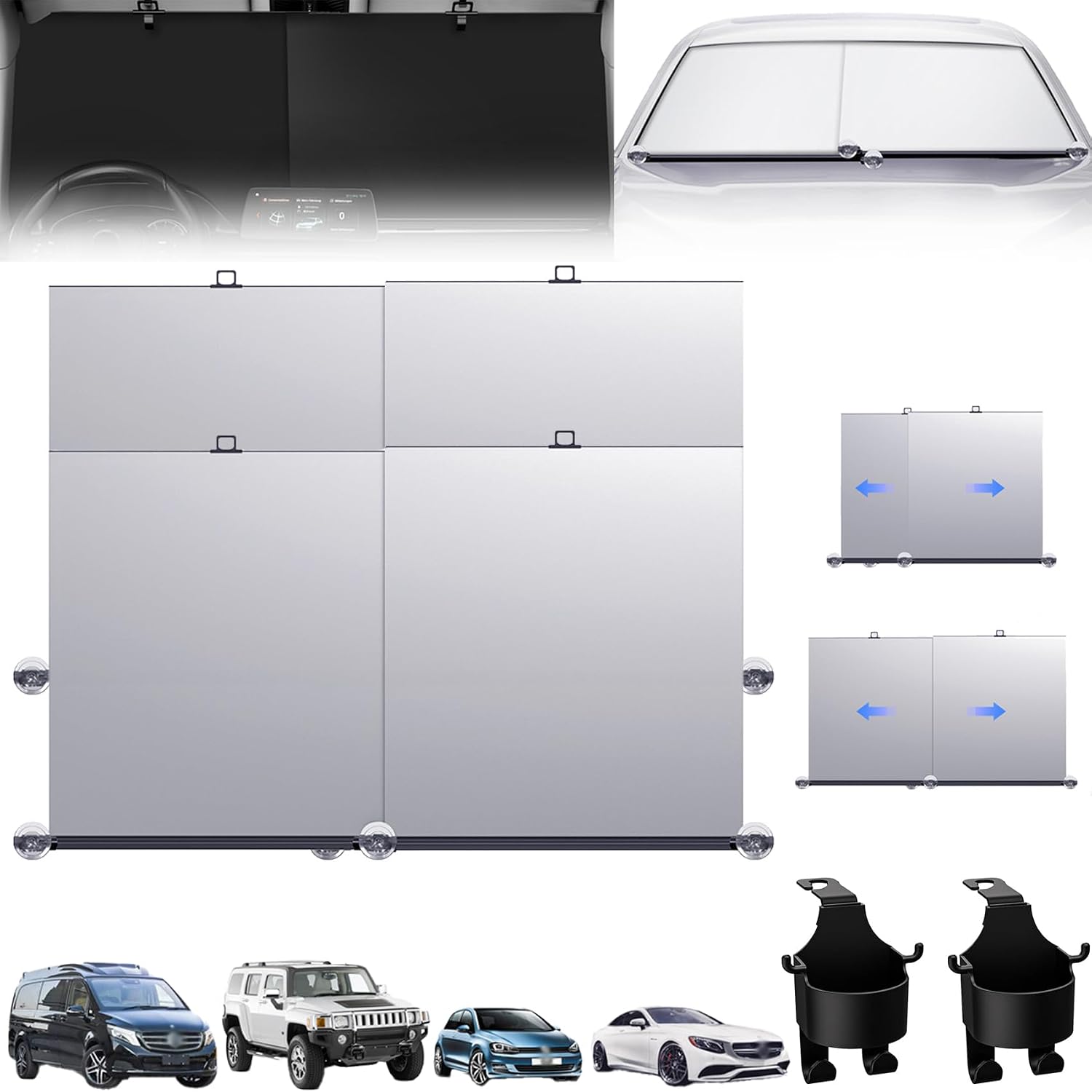 2024 Retractable Car Sunshade - UV & Heat Protection, 2PCS