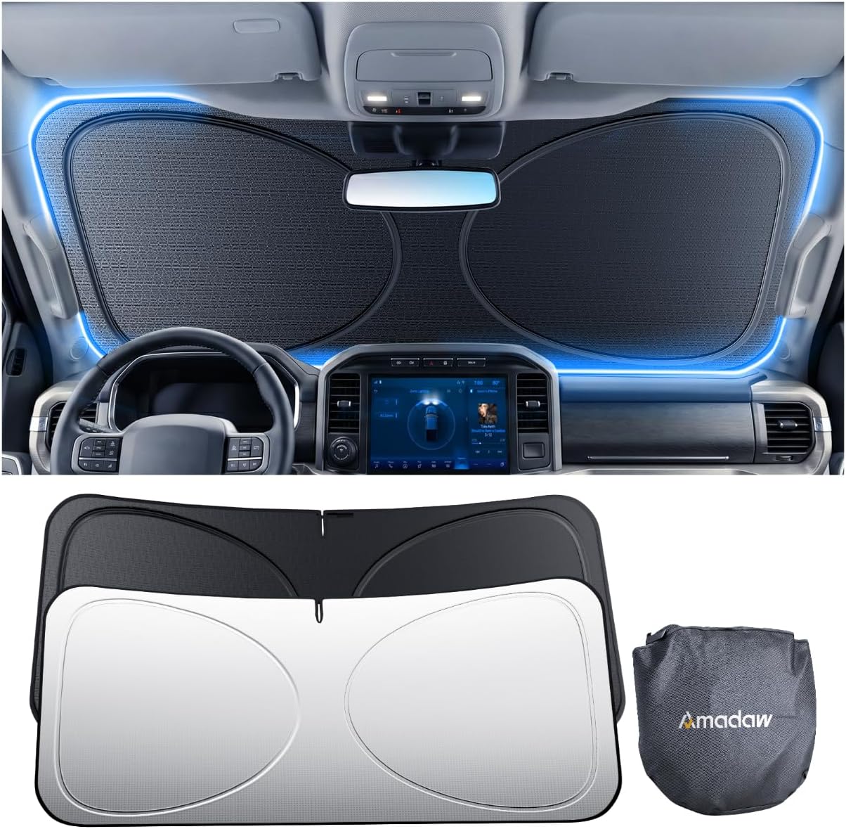 SUV Windshield Sun Shade for Large Vehicles | Blocks UV Heat | M Size