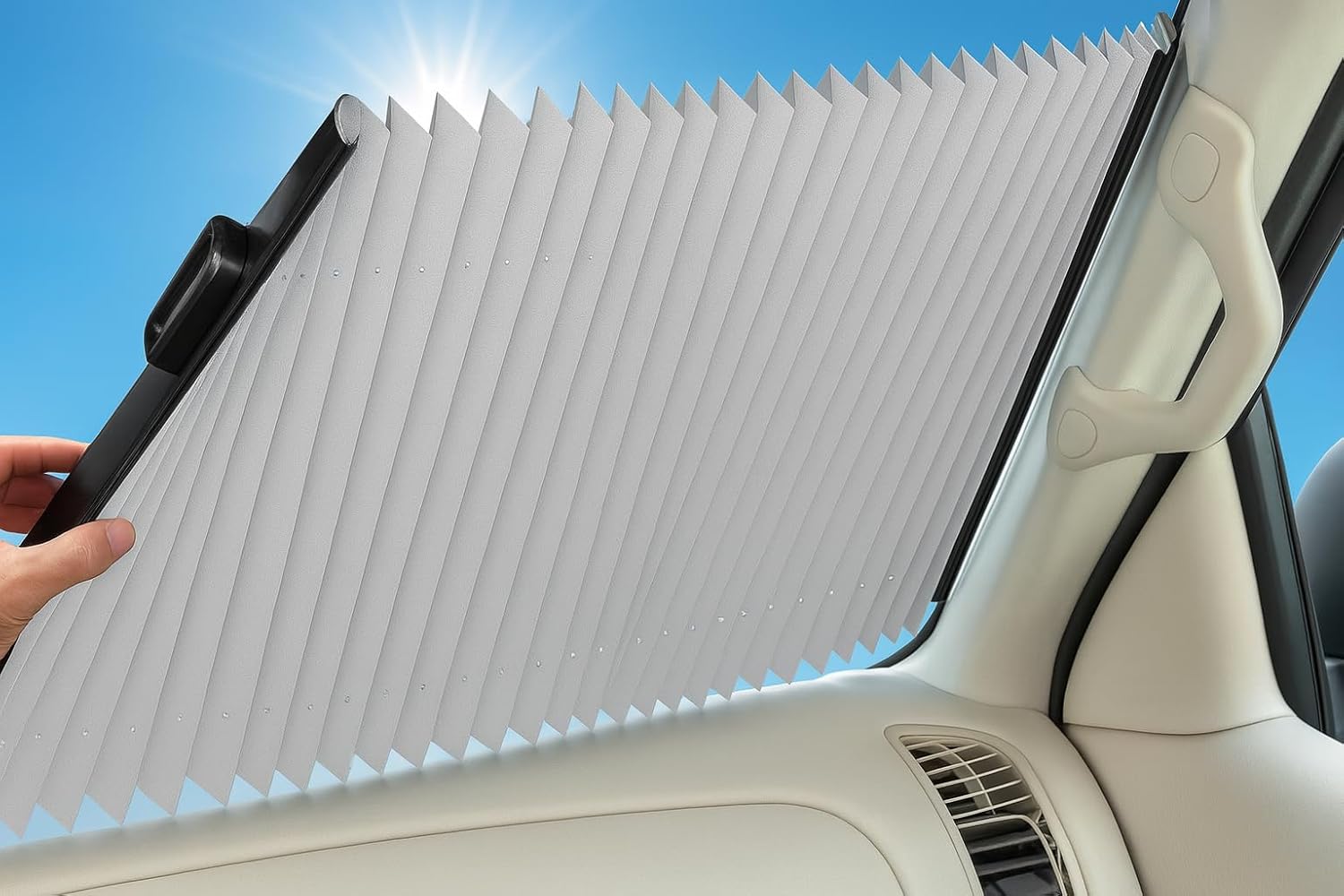 Dash Designs Retractable Windshield Sunshade - Silver, Fits SUVs & Sedans