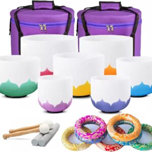 Lotus Quartz Singing Bowl Set 7pcs 432Hz Healing Kit