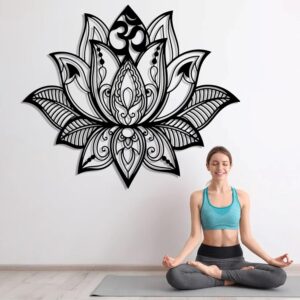Lotus Flower Metal Wall Art, Yoga Decor, Om Mandala