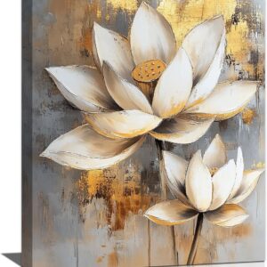 Olivine Lotus Wall Art, Zen Canvas Print 16x12"
