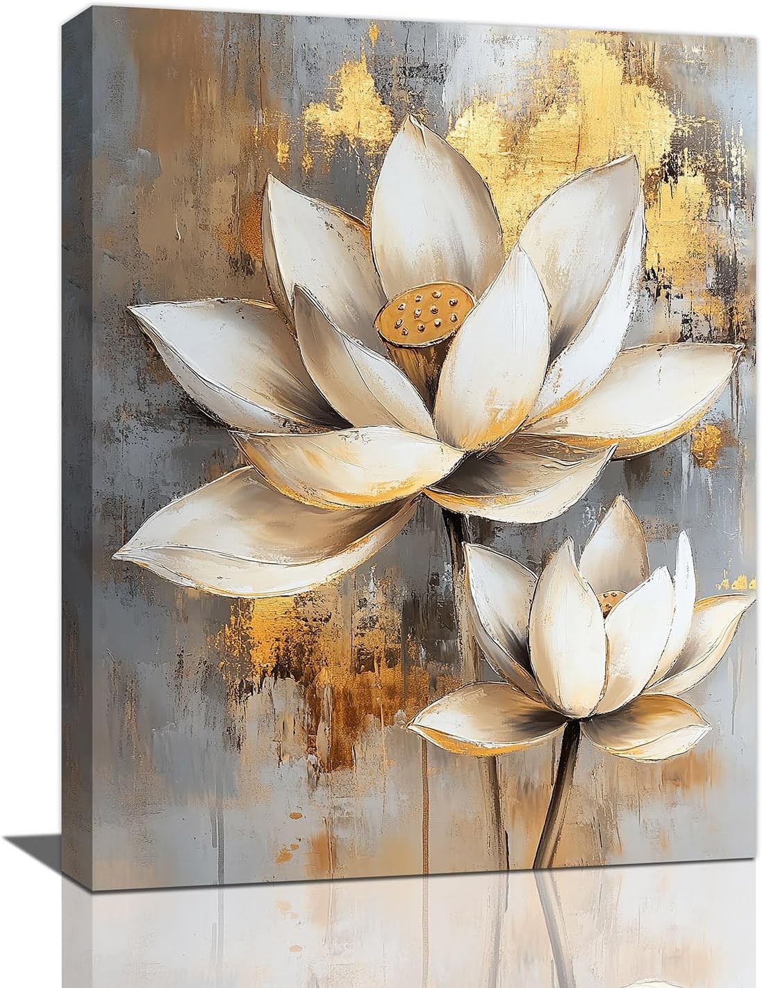 Olivine Lotus Wall Art, Zen Canvas Print 16x12"