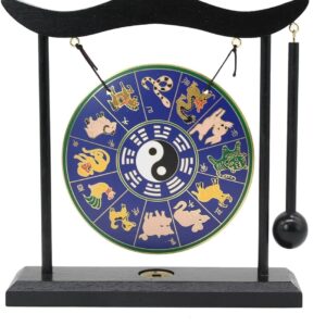 Owlgift Feng Shui Gong with Zodiac & Tai Chi - 7.9" Copper Gong