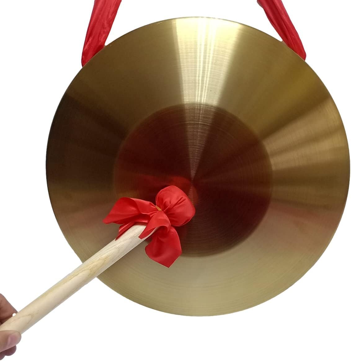 42cm Copper Gong with Mallet & Ribbon - Traditional Chinese Instrument