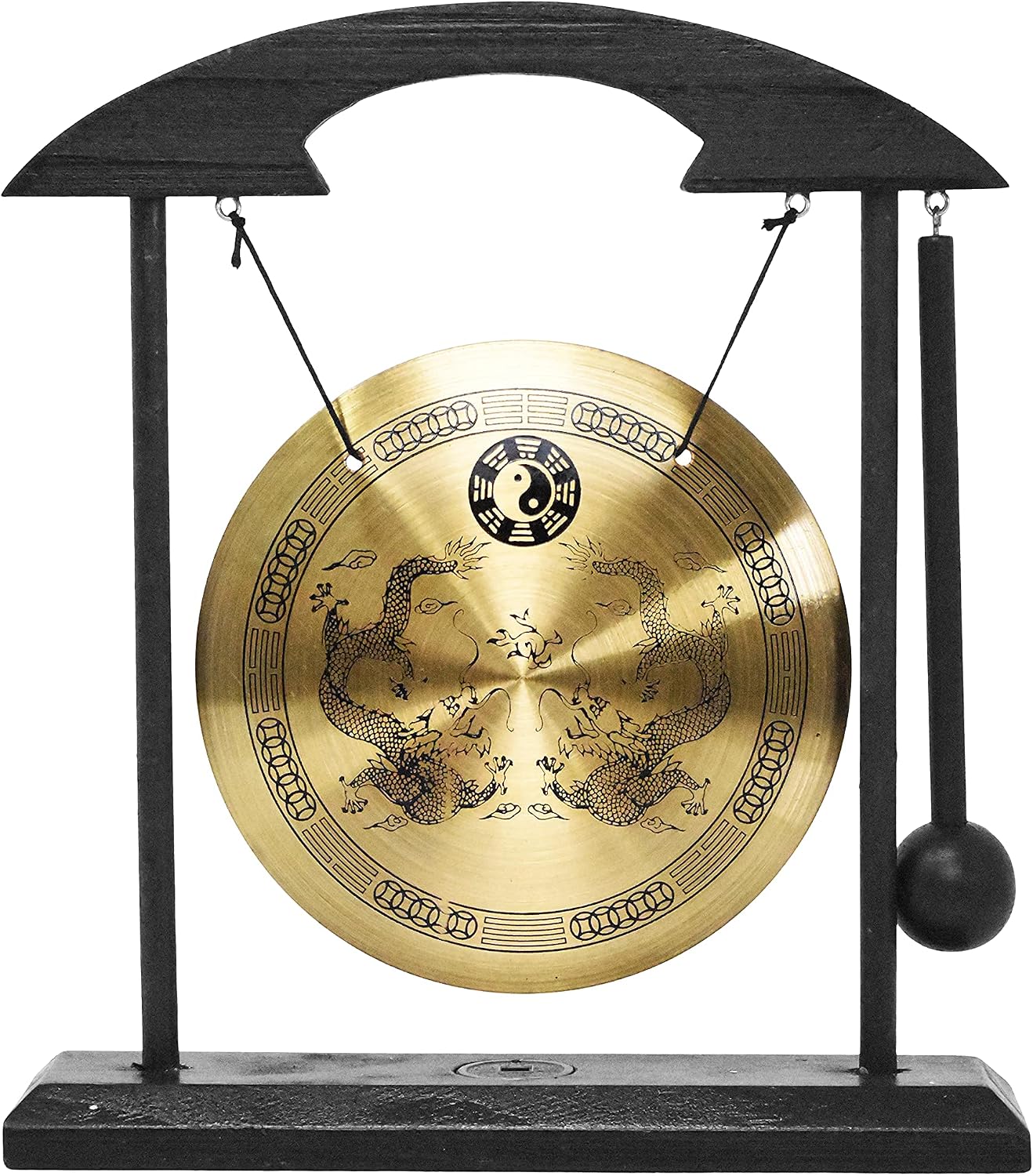 Mandala Crafts Mini Brass Gong with Stand