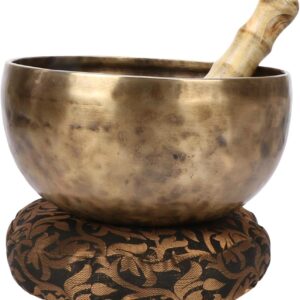 Kartique Handmade Brass Singing Bowl w/ Striker - 6" Healing Gong