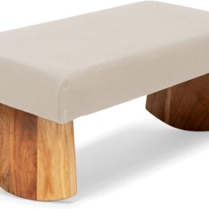 White Meditation Bench – Acacia Wood Seiza Stool