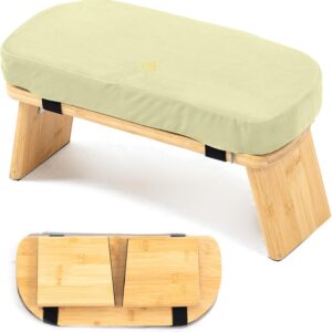 Bamboo Meditation Bench with Cushion - Folding Kneeling Stool