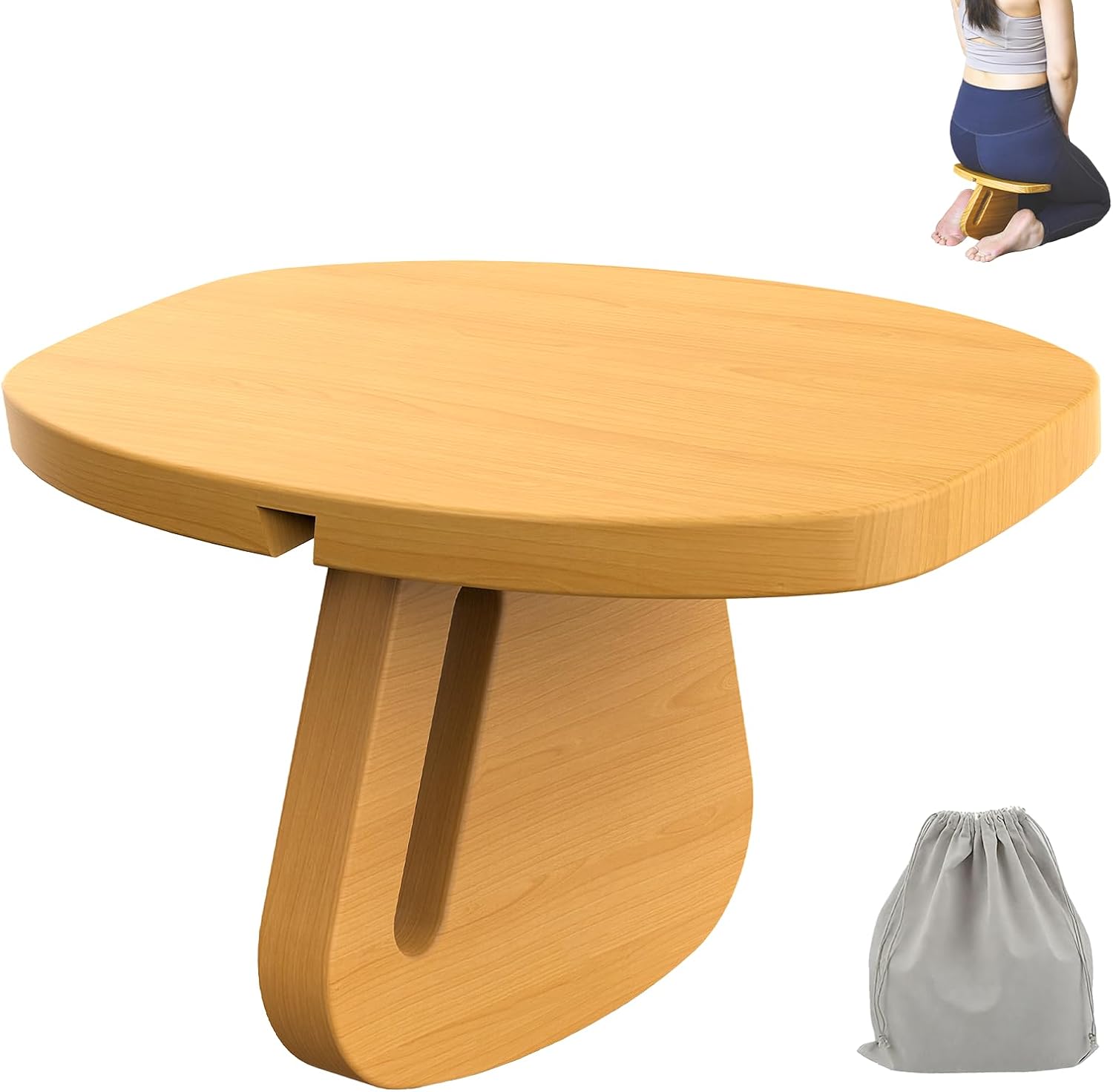 Pine Meditation Bench – Kneeling Seat for Yoga & Prayer