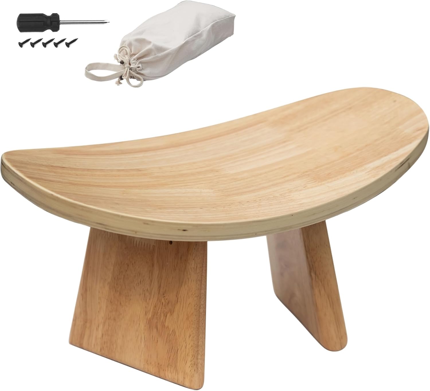Ergonomic Wooden Meditation Bench - Natural Seiza Kneeling Seat