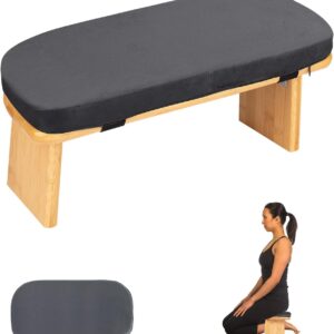 FelizMax Meditation Bench w/Cushion - Foldable Bamboo Stool