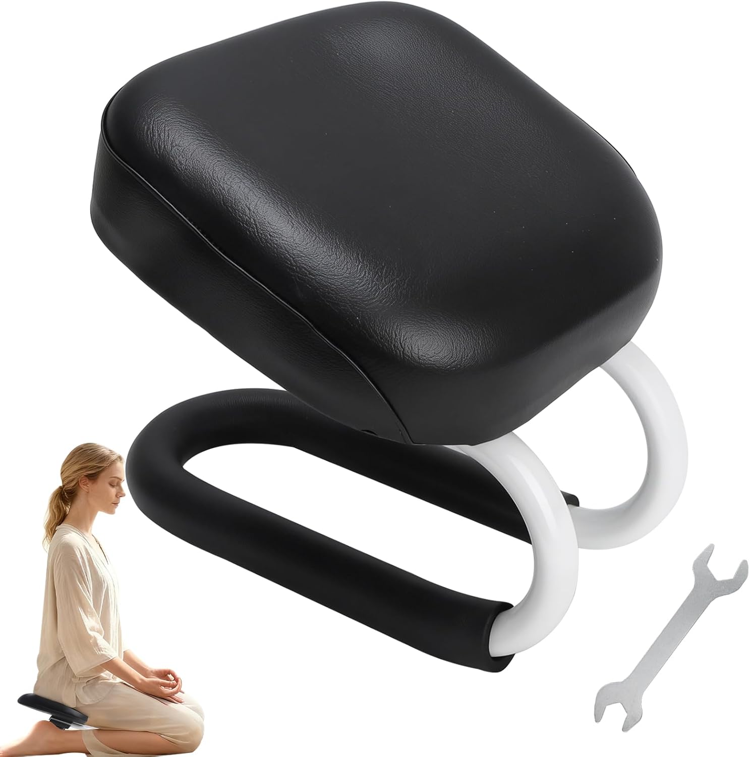 Engorgio Black Meditation Bench – Portable Kneeling Stool