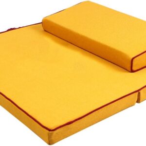 Square Meditation Floor Cushion – Breathable Tatami Yoga Seat, Yellow 80cm