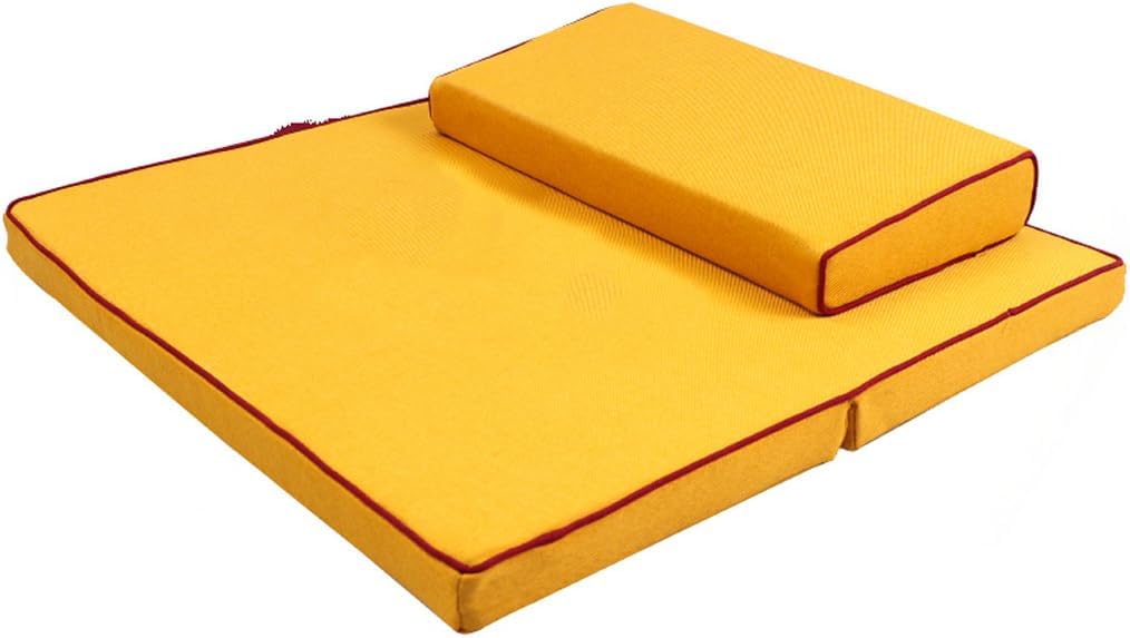 Square Meditation Floor Cushion – Breathable Tatami Yoga Seat, Yellow 80cm