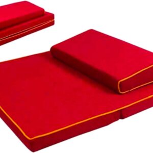 Foldable Meditation Cushion Set – Red Yoga Bolster Pad 31x31"