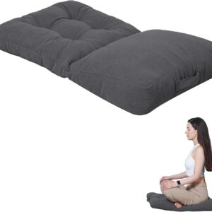 Large Meditation Cushion & Mat, 2-in-1 Floor Seat, Dark Grey