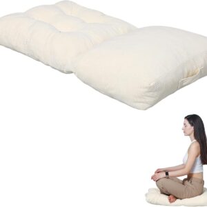 Premium Meditation Cushion & Mat Set, Beige