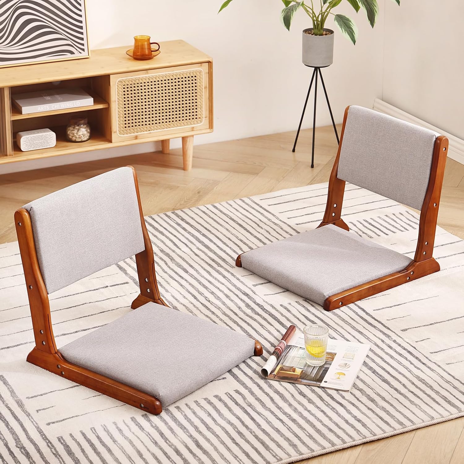 Tiita Foldable Floor Chairs with Back Support (2-Pack)