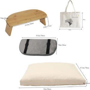 Bamboo Meditation Bench & Cushion Set, Folding Kneeling Stool