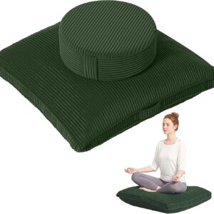 Premium Meditation Cushion Set – Large Yoga Pillow, Green