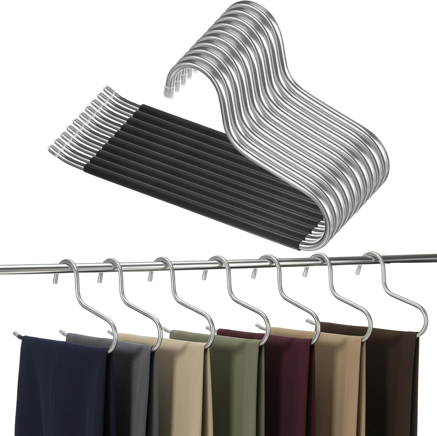 10 Pcs Heavy-Duty Open-End Pants Hangers