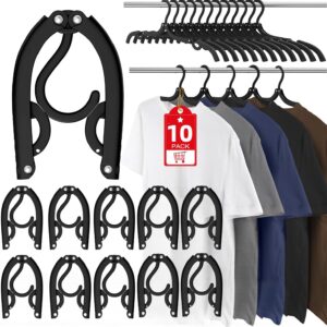 10-Pack Foldable Travel Hangers, Black