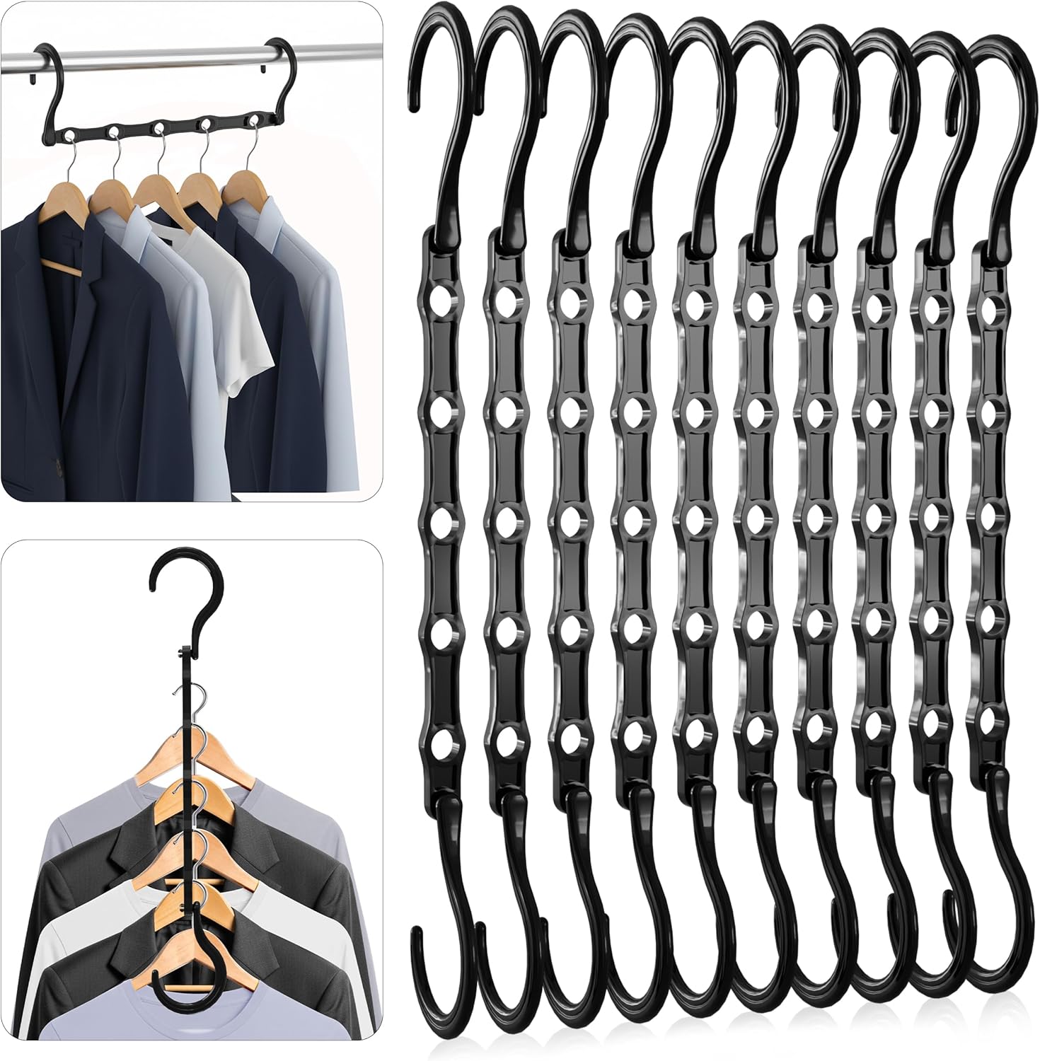 Utopia Home Space Saving Hangers - 10 Pack (Black)