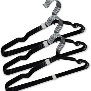 12-Pack Heavy Duty Rubber Hangers, Black | Rust-Proof & Non-Slip
