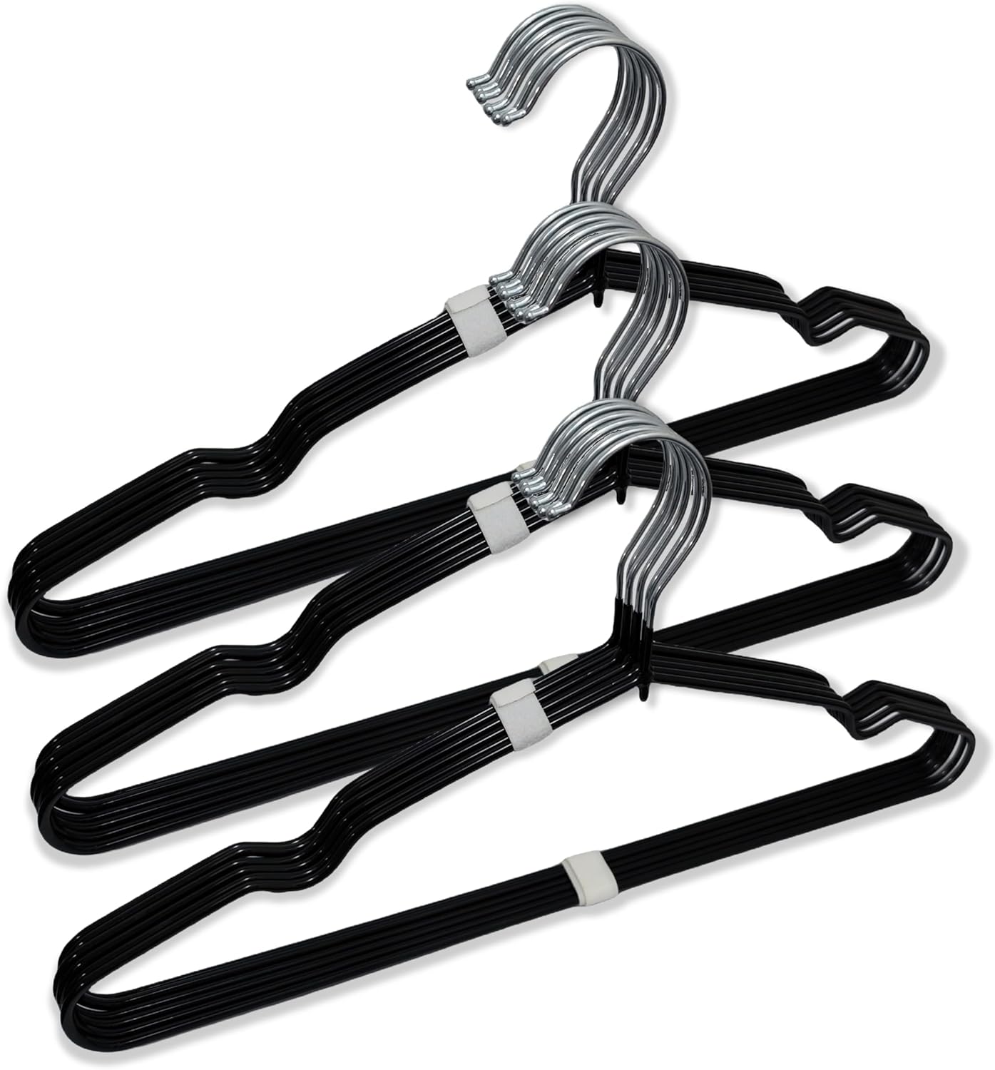 12-Pack Heavy Duty Rubber Hangers, Black | Rust-Proof & Non-Slip
