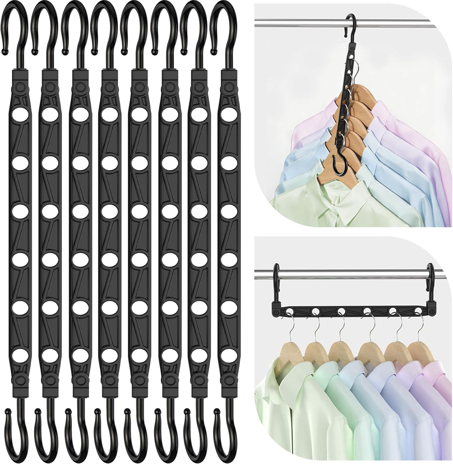 48-Piece Space-Saving Hangers, Black