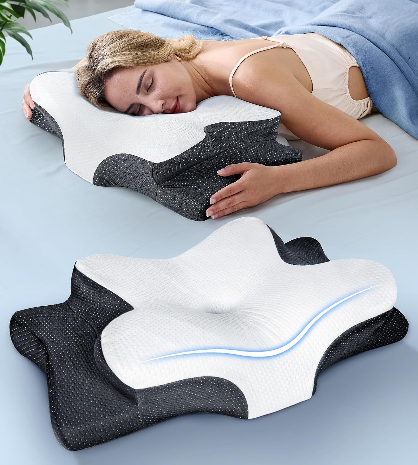 Cooling Cervical Pillow for Neck Pain Relief & Sleep Support