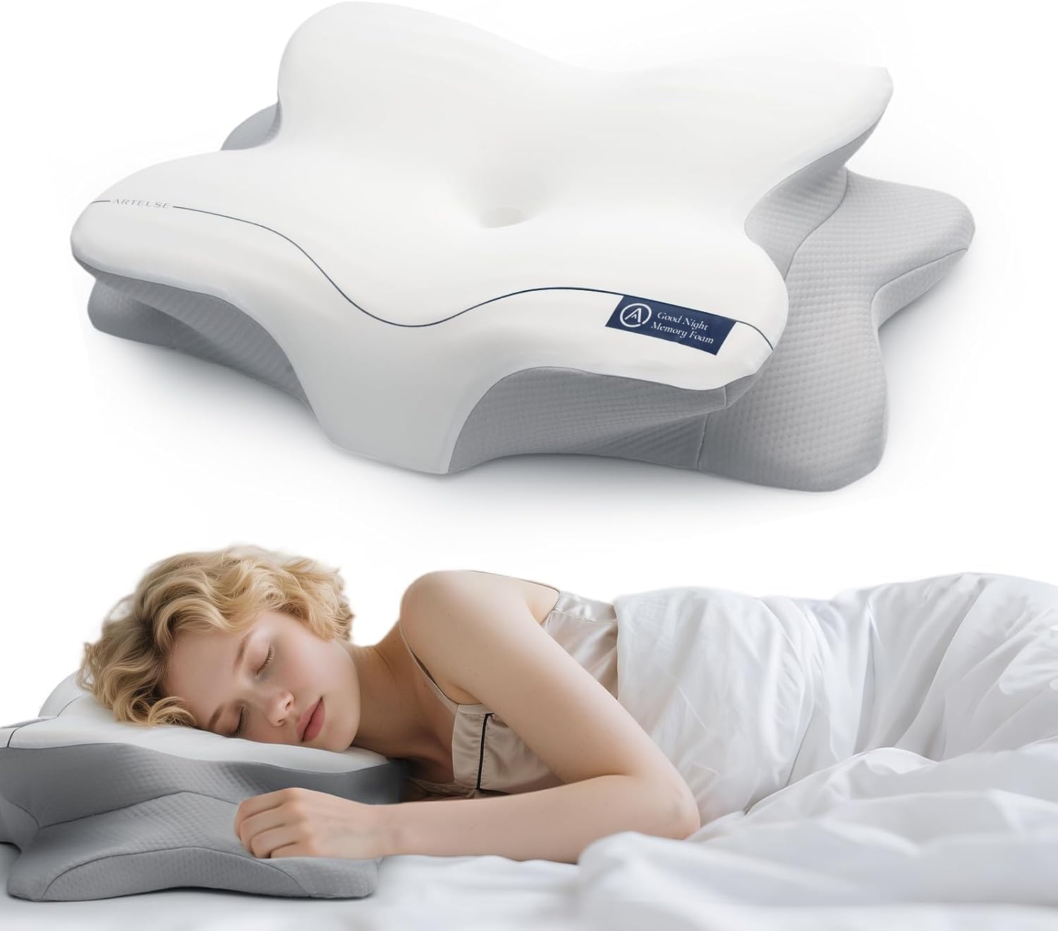 Ergonomic Neck Pillow for Side & Back Sleepers - Artelse