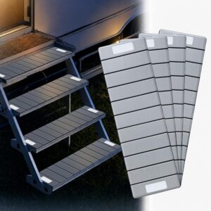 RV Step Covers 4-Pack, 24x7.5” EVA Foam Stair Mats, Gray