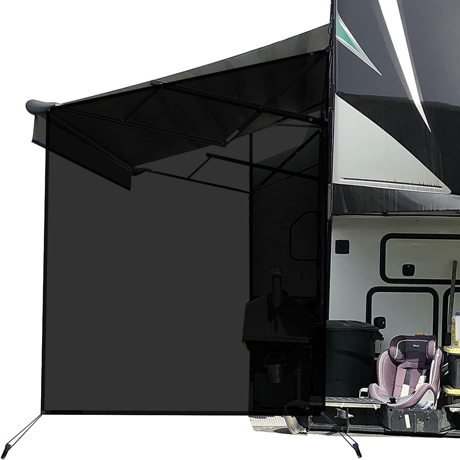 Leaveshade RV Awning Side Sunshade Screen - 9'X7' (Black)
