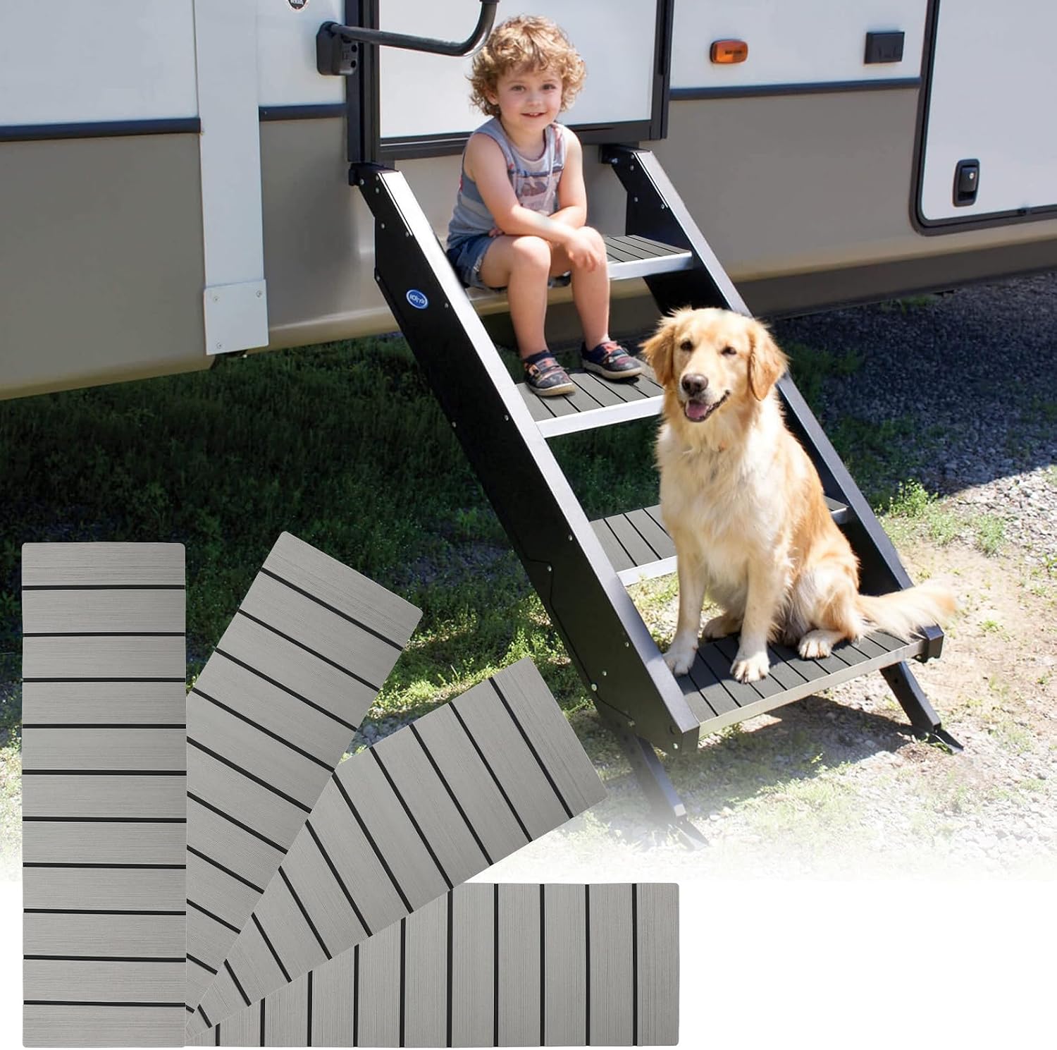 RV Step Covers 4-Pack, 24x7.5in EVA Foam Treads