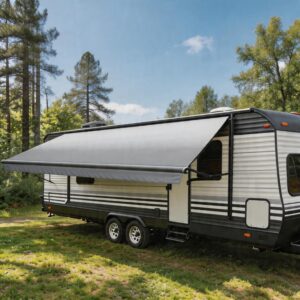Motorized RV Awning Full Set, 20' Black/Grey, Waterproof