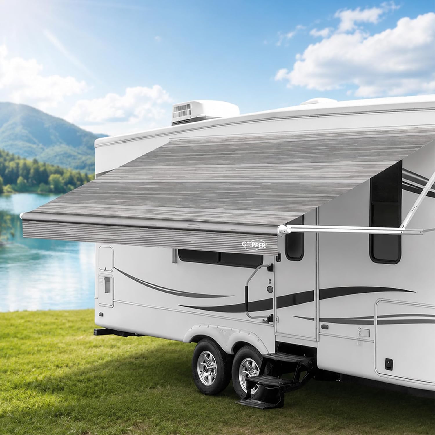 RV Awning Replacement Fabric 20' Gray Fade