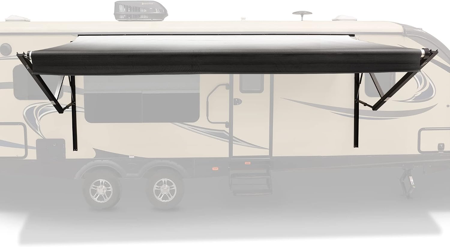 RecPro RV Awning 18' Charcoal - Black Frame & Fabric